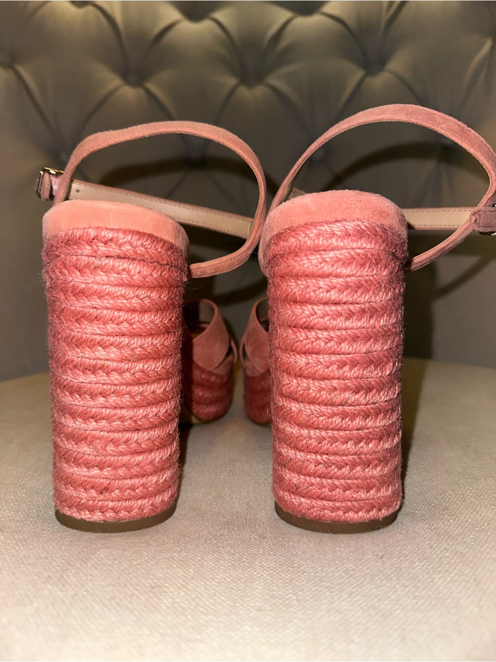 Coach Coral Pink Suede & Espadrille Platform Sandal | US 7 | EUR 37.5 - Picture 4 of 9